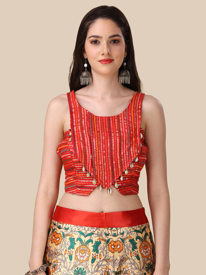 Multicolor Exquisite Satin Silk Lehenga | Digital Print & Embroidery Work