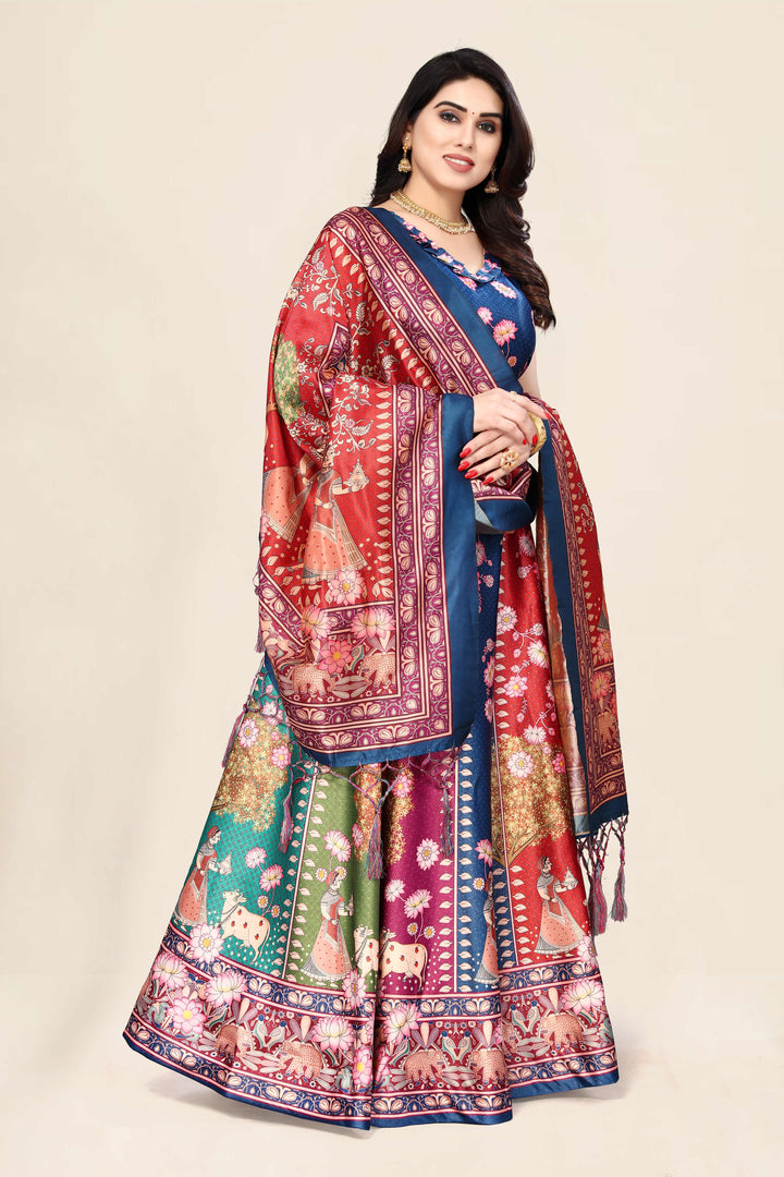 Multicolor Fancy Designer Lehenga | Satin Silk Lehenga with Assam Silk Dupatta
