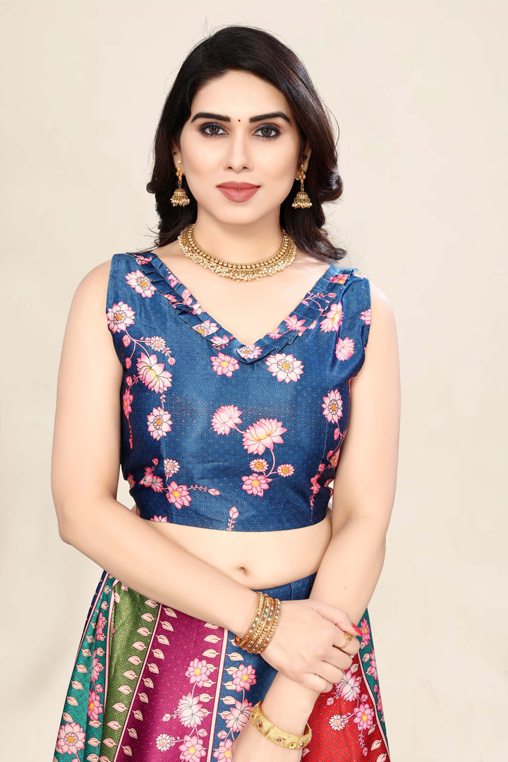 Multicolor Fancy Designer Lehenga | Satin Silk Lehenga with Assam Silk Dupatta