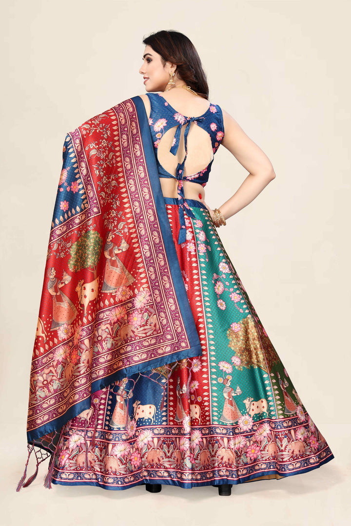 Multicolor Fancy Designer Lehenga | Satin Silk Lehenga with Assam Silk Dupatta