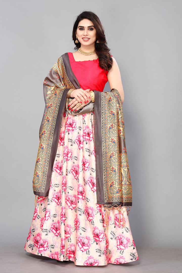 Cream Satin Silk Lehenga | Assam Silk Dupatta for Wedding & Festive Wear