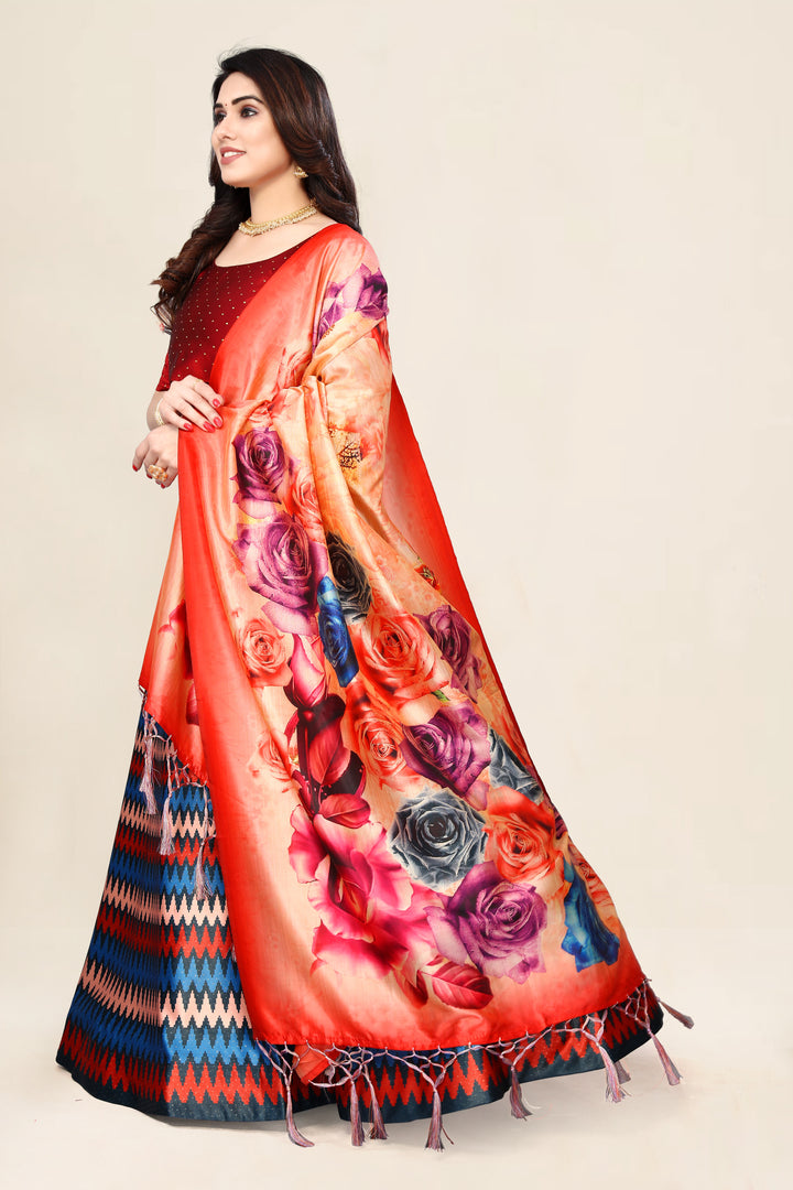 Premium Ethnic Lehenga | Multicolor Silk, Satin & Assam Silk Set
