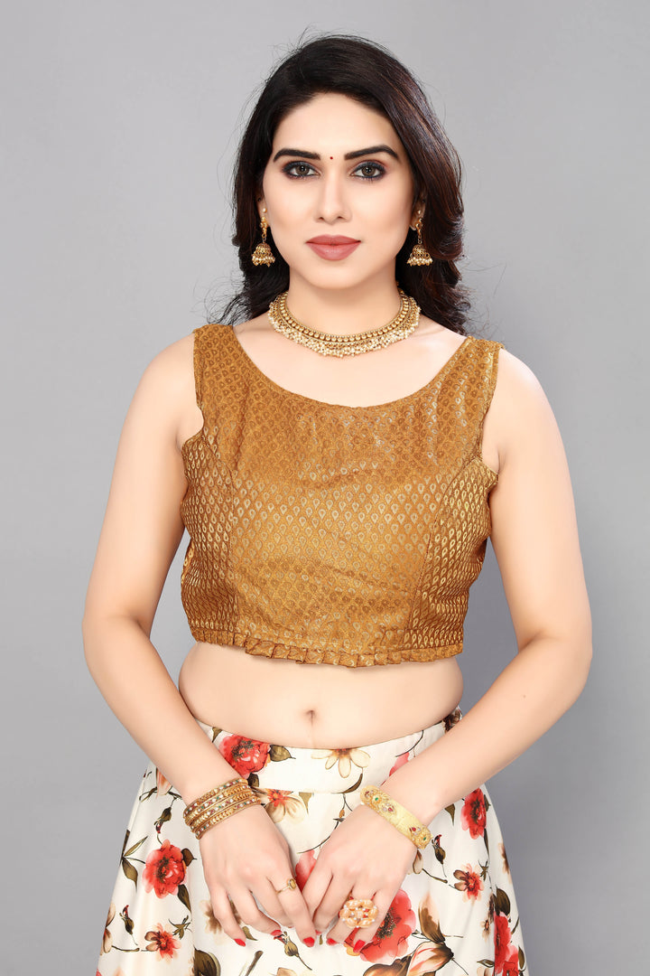 Traditional Cream Lehenga | Digital Print on Silk & Satin Silk Fabric