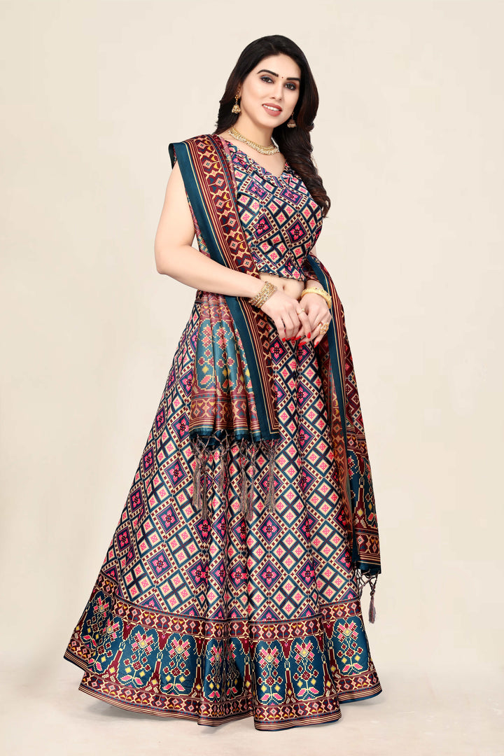 Stylish  Multicolor Satin Silk Lehenga | Fancy Designer Look for Special Occasions