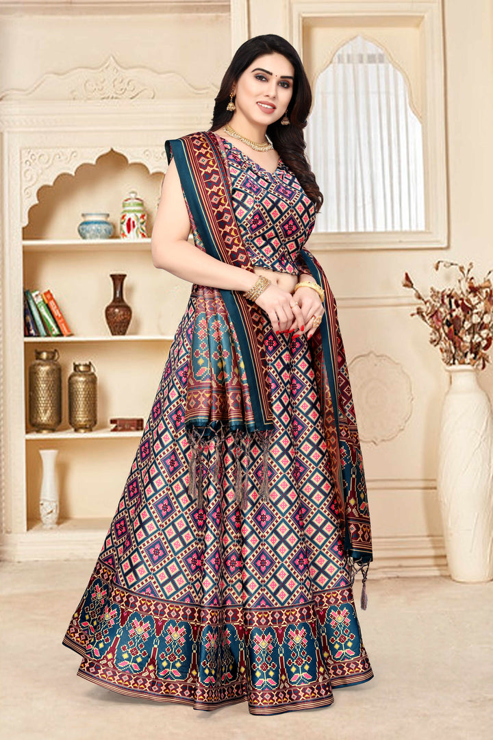 Stylish  Multicolor Satin Silk Lehenga | Fancy Designer Look for Special Occasions