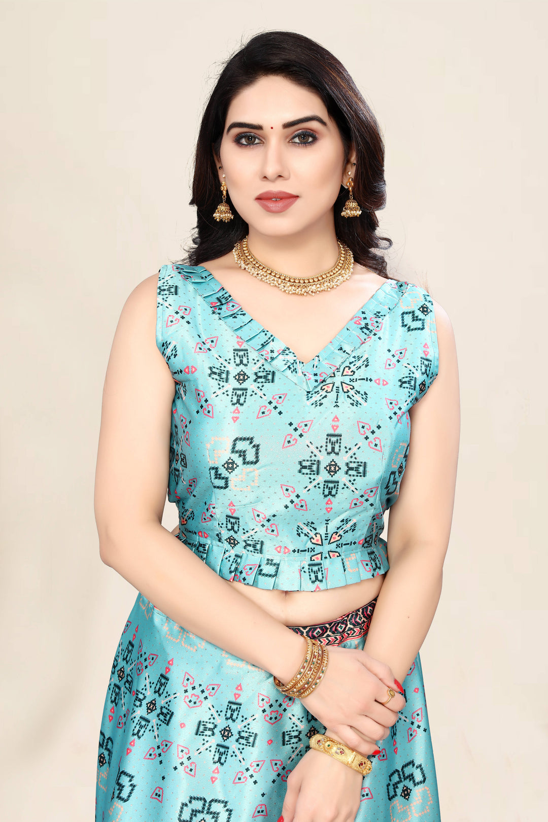 Sky Blue Embroidered Lehenga Choli | Digital Print & Premium Fabric