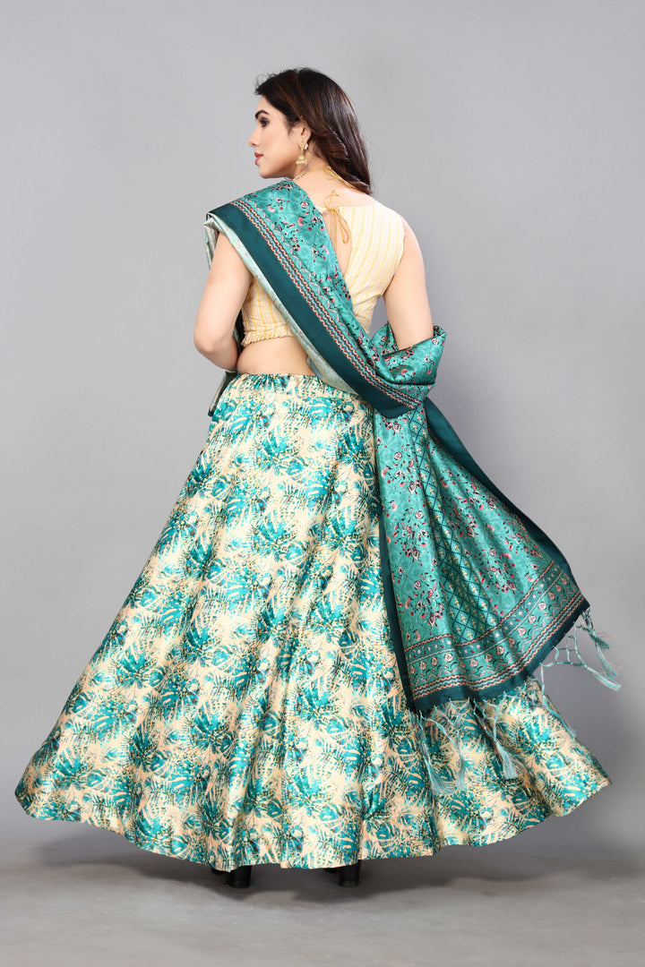 Exclusive Festive Silk Lehenga Choli | Luxurious Rama Digital Print