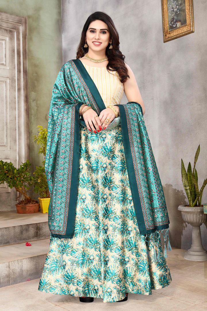 Exclusive Festive Silk Lehenga Choli | Luxurious Rama Digital Print