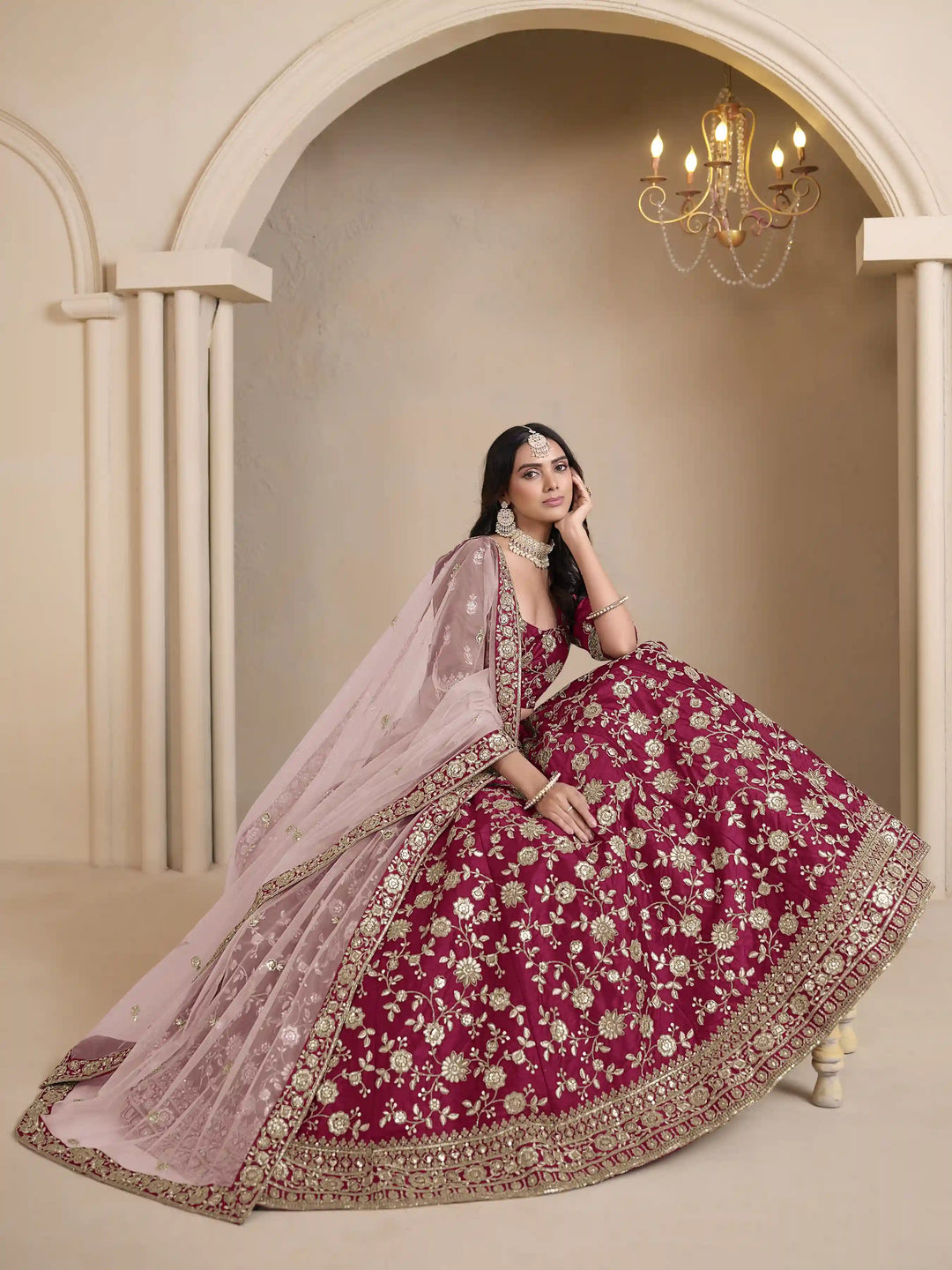 Ethnic Party Wear Lehenga | Beautifully Embroidered Art Silk Choli Set