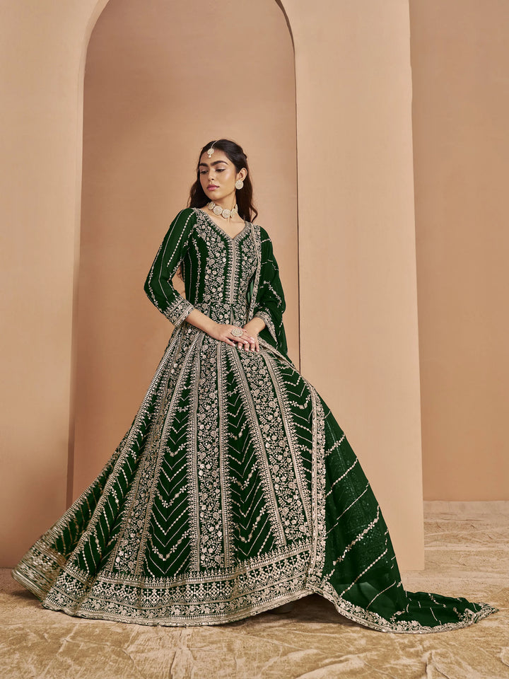 Designer Faux Georgette Anarkali Suit | Santoon Bottom Heavy Embroidery