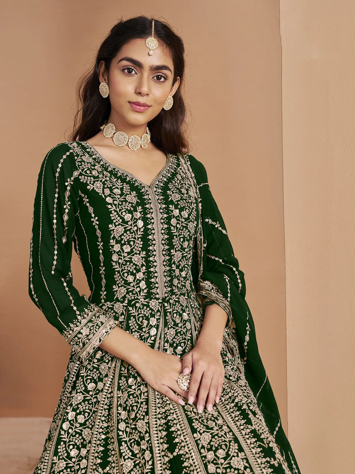 Designer Faux Georgette Anarkali Suit | Santoon Bottom Heavy Embroidery