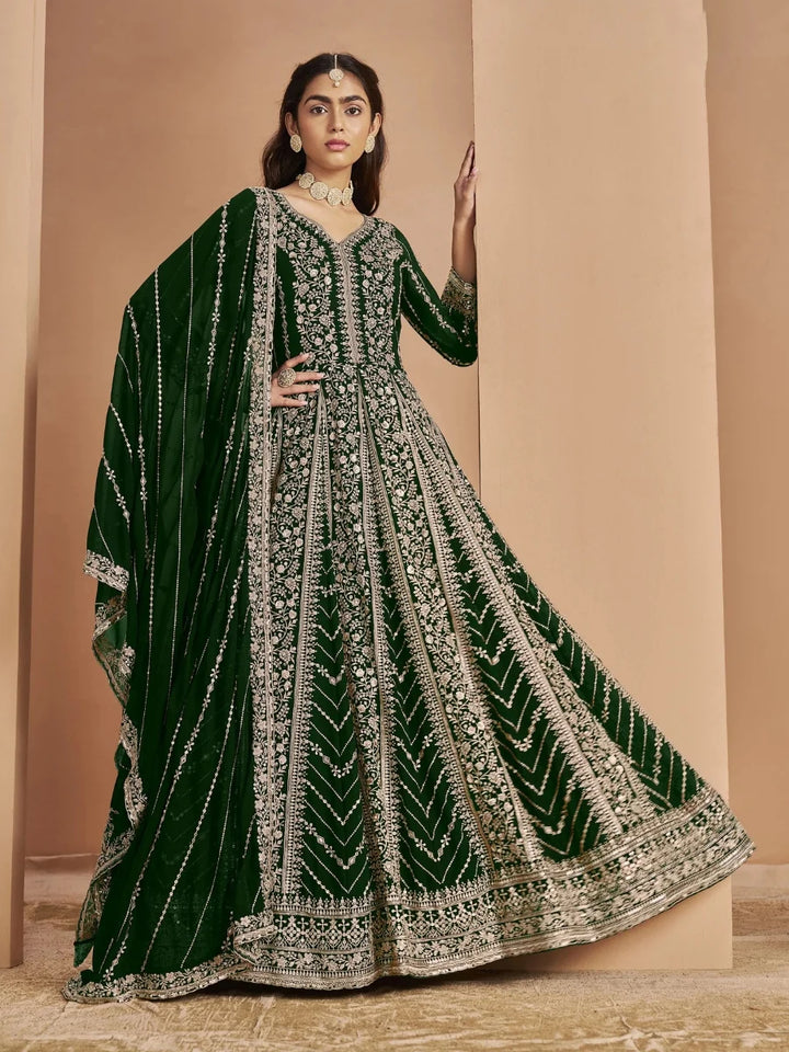 Designer Faux Georgette Anarkali Suit | Santoon Bottom Heavy Embroidery