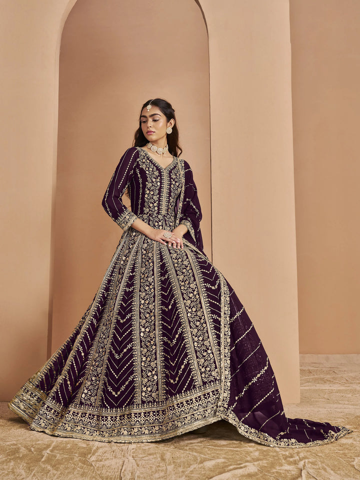 Designer Faux Georgette Anarkali Suit | Santoon Bottom Heavy Embroidery