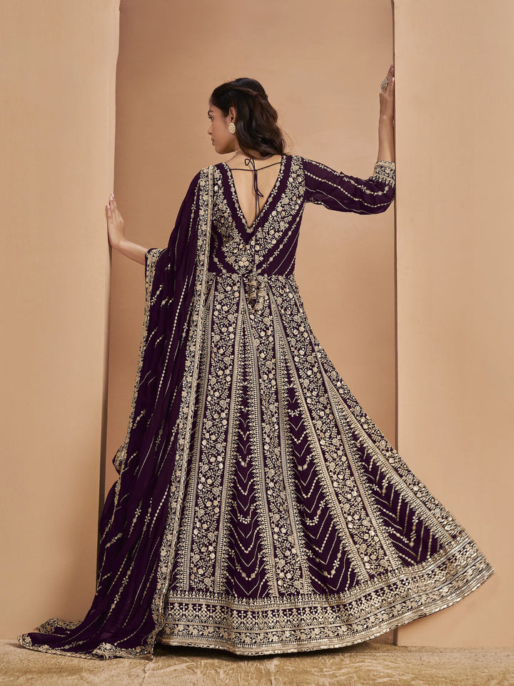 Designer Faux Georgette Anarkali Suit | Santoon Bottom Heavy Embroidery
