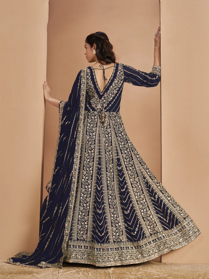Designer Faux Georgette Anarkali Suit | Santoon Bottom Heavy Embroidery