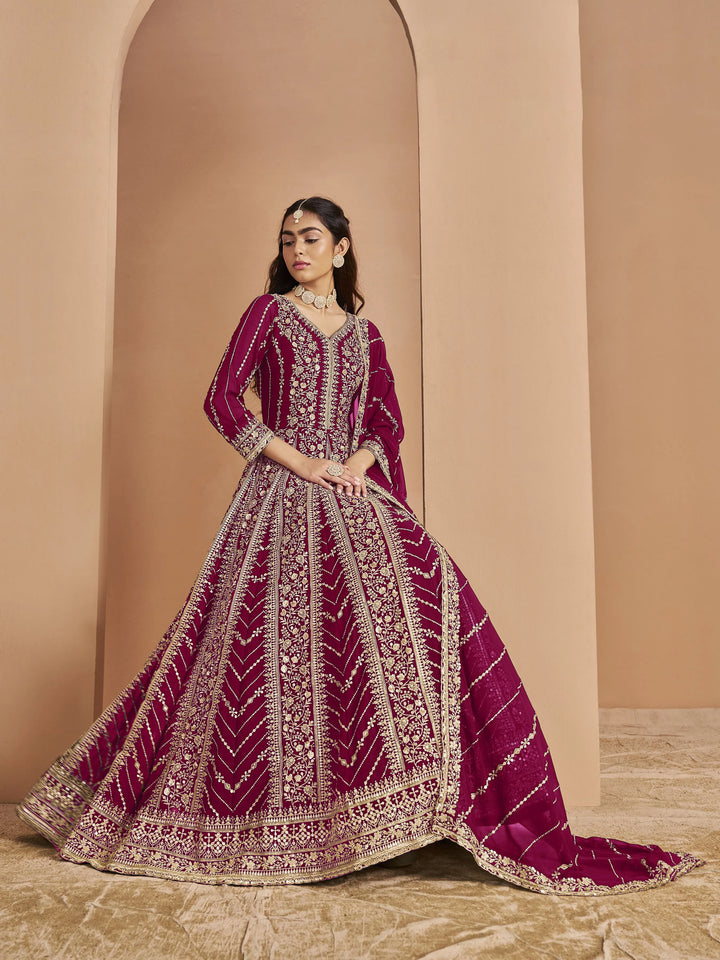 Designer Faux Georgette Anarkali Suit | Santoon Bottom Heavy Embroidery