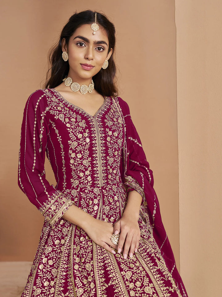 Designer Faux Georgette Anarkali Suit | Santoon Bottom Heavy Embroidery