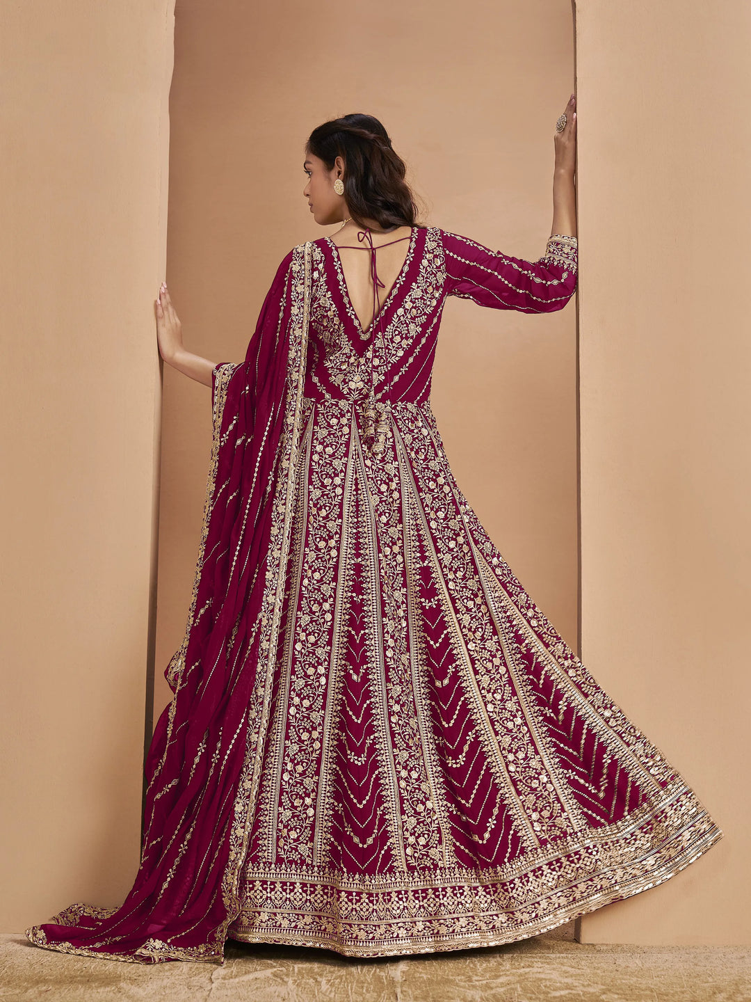 Designer Faux Georgette Anarkali Suit | Santoon Bottom Heavy Embroidery