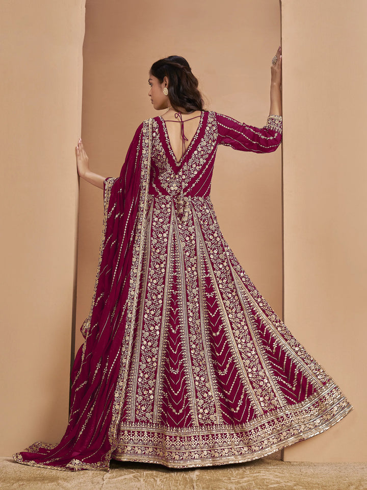 Designer Faux Georgette Anarkali Suit | Santoon Bottom Heavy Embroidery
