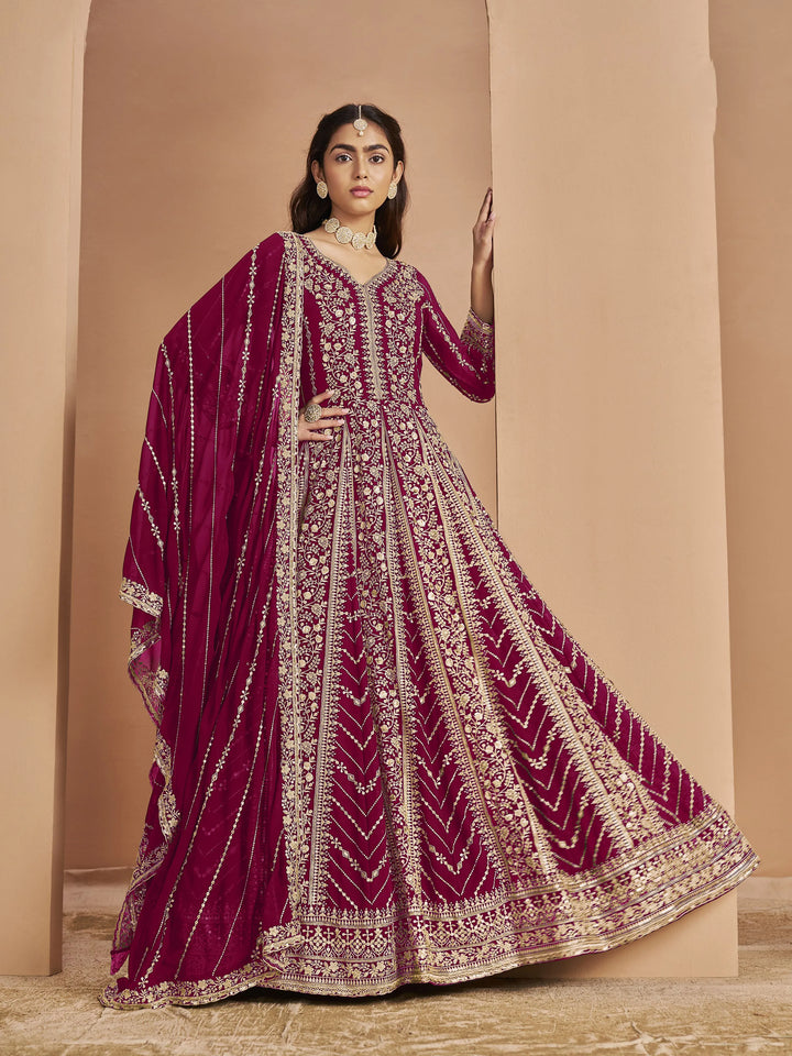 Designer Faux Georgette Anarkali Suit | Santoon Bottom Heavy Embroidery