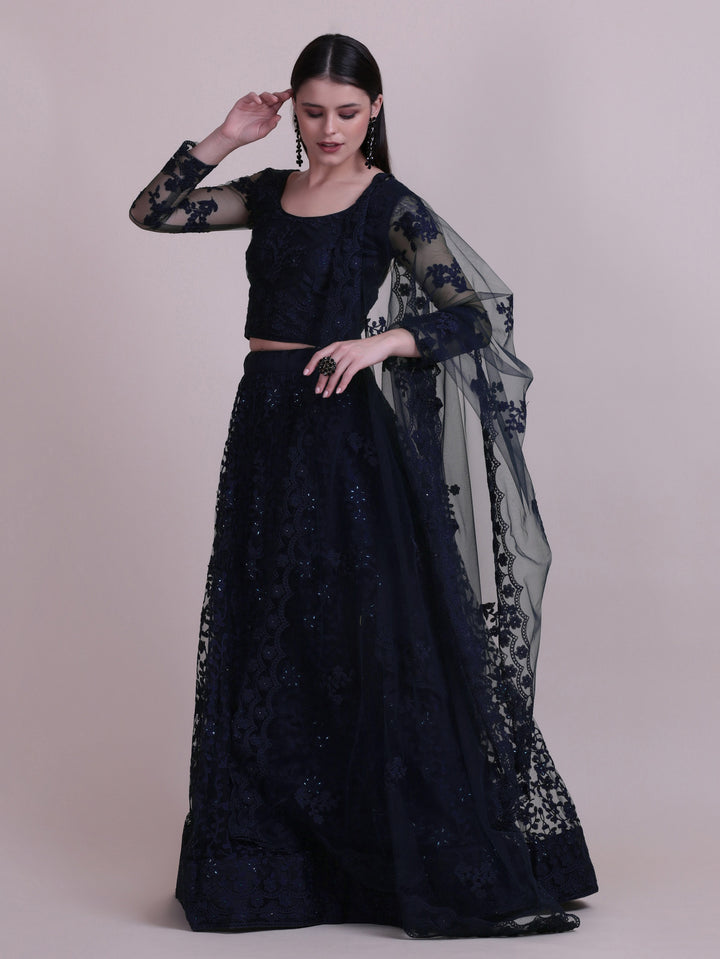 Elegant Net Lehenga Set | Sequins & Embroidery Wedding & Festive Wear
