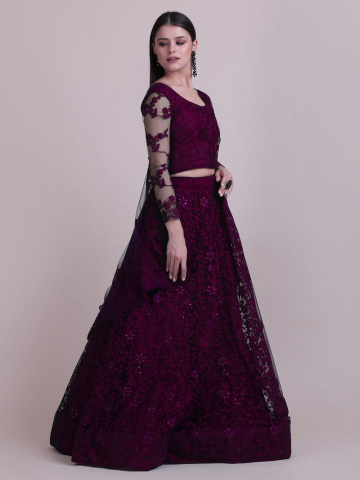 Elegant Net Lehenga Set | Sequins & Embroidery Wedding & Festive Wear