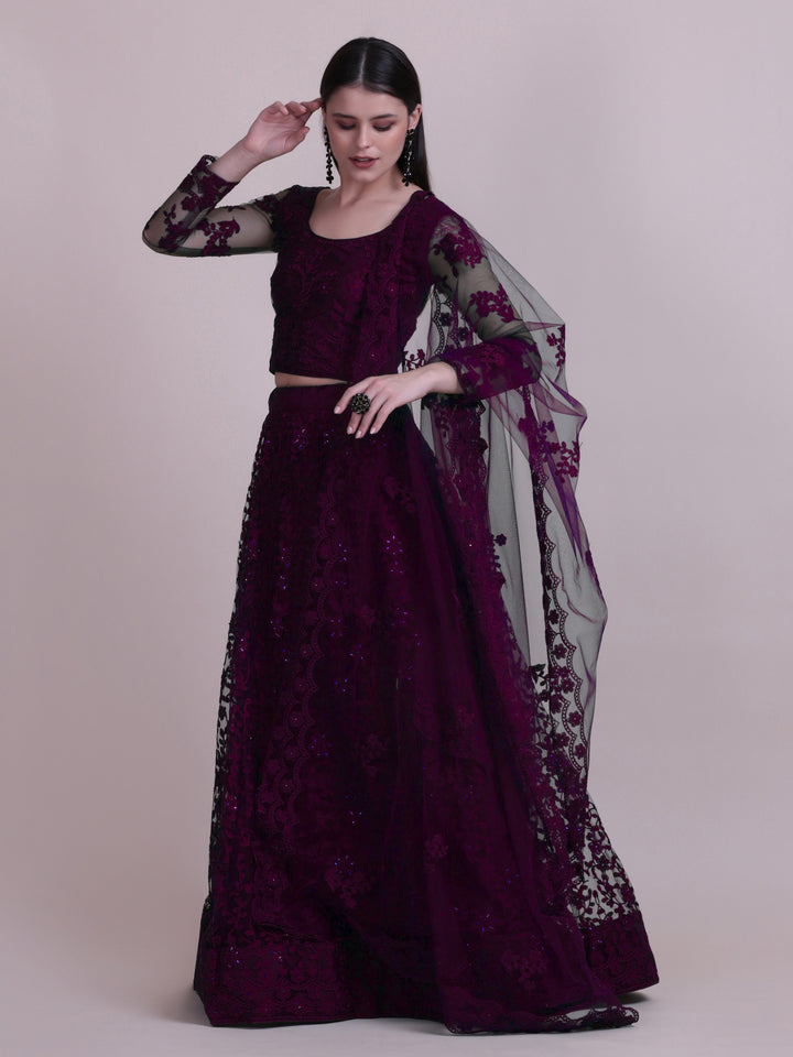 Elegant Net Lehenga Set | Sequins & Embroidery Wedding & Festive Wear