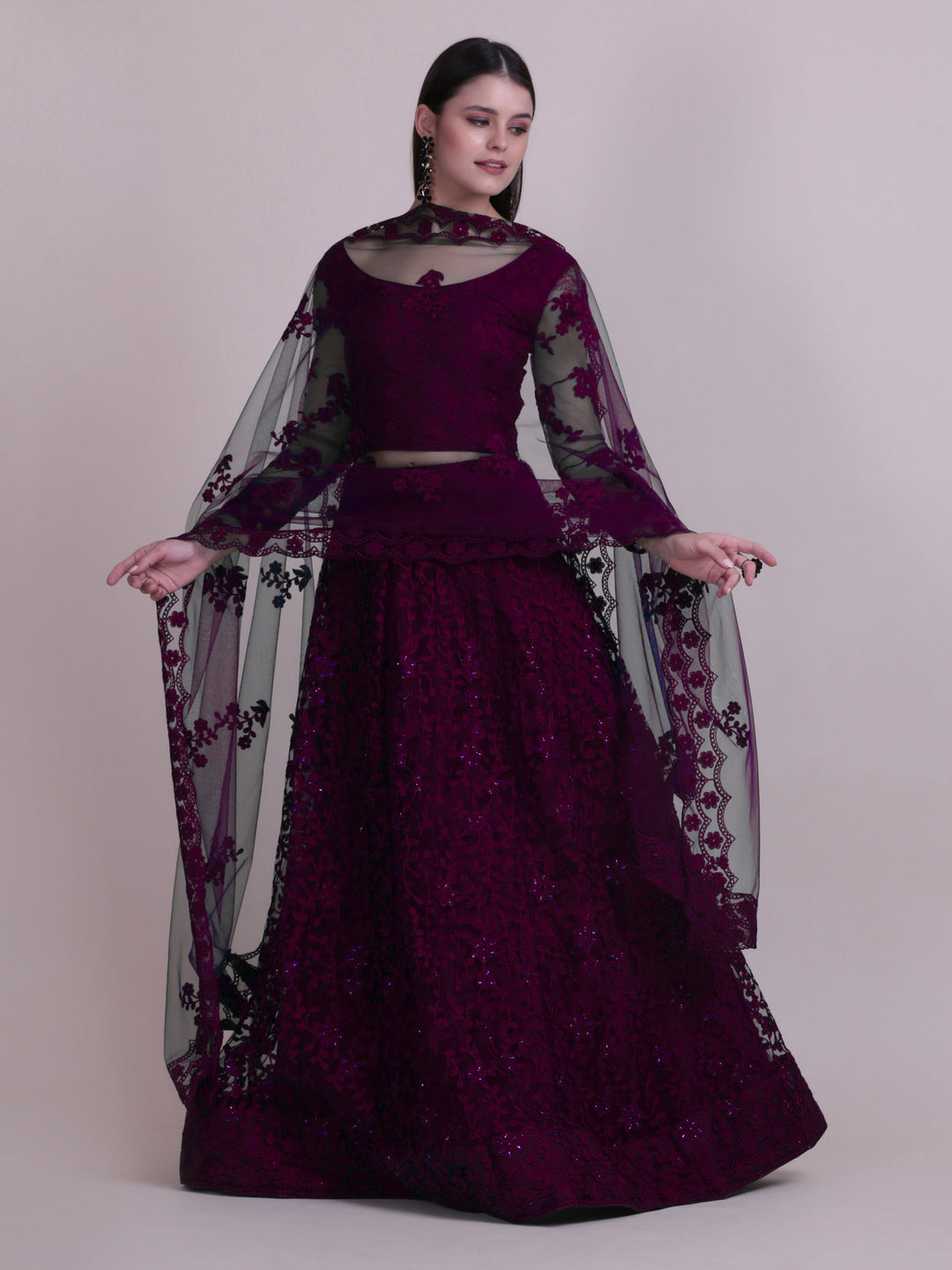 Elegant Net Lehenga Set | Sequins & Embroidery Wedding & Festive Wear