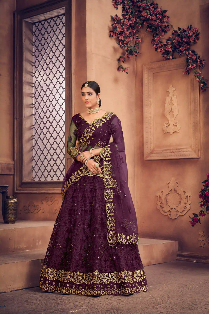 Designer Net Lehenga Choli | Embroidery Work with Dupatta for Weddings