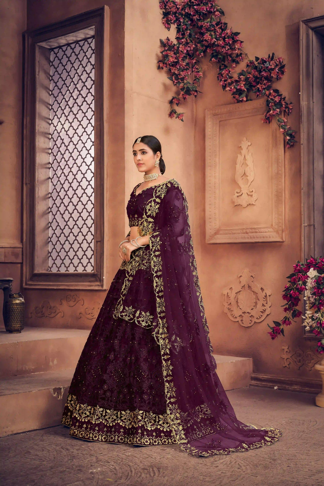 Designer Net Lehenga Choli | Embroidery Work with Dupatta for Weddings