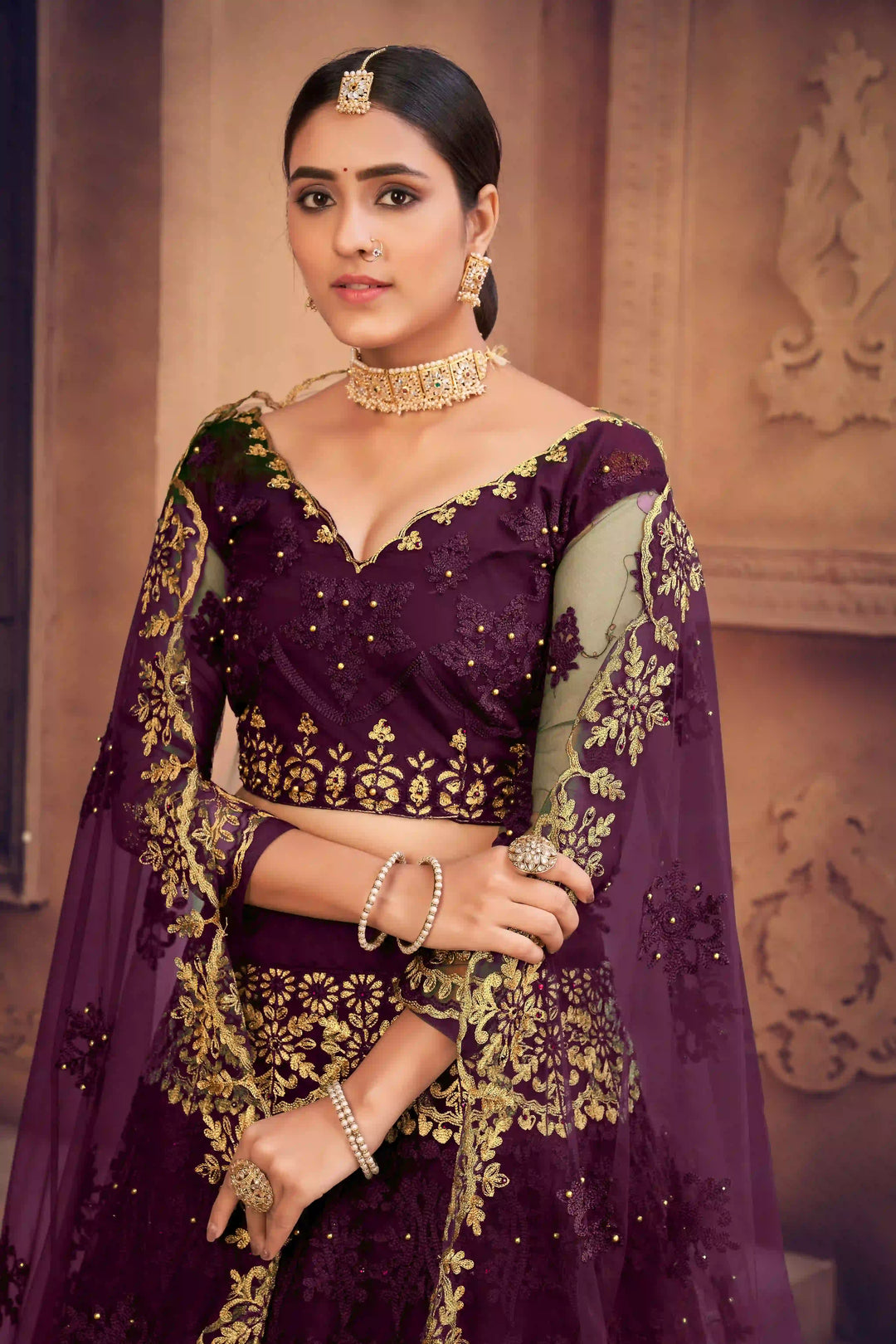 Designer Net Lehenga Choli | Embroidery Work with Dupatta for Weddings