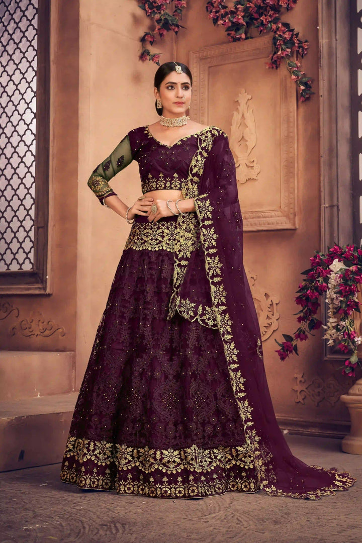 Designer Net Lehenga Choli | Embroidery Work with Dupatta for Weddings