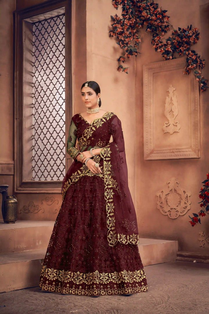 Designer Net Lehenga Choli | Embroidery Work with Dupatta for Weddings
