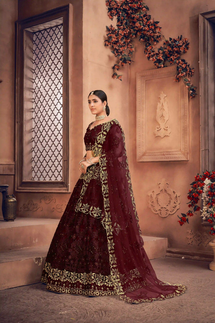 Designer Net Lehenga Choli | Embroidery Work with Dupatta for Weddings