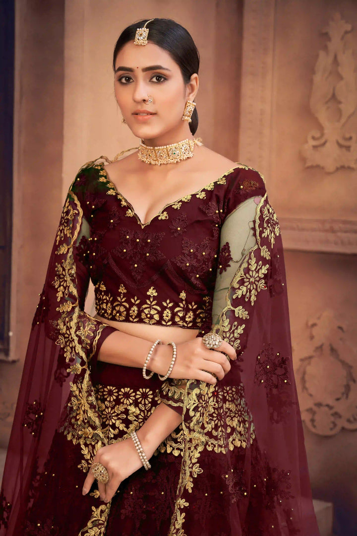Designer Net Lehenga Choli | Embroidery Work with Dupatta for Weddings