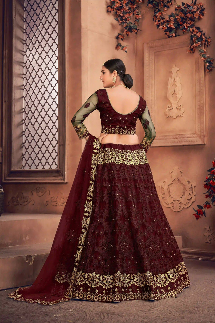 Designer Net Lehenga Choli | Embroidery Work with Dupatta for Weddings
