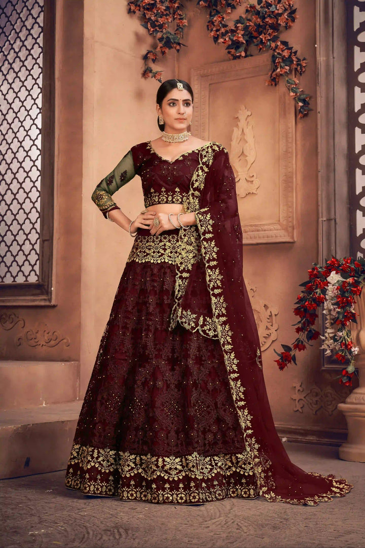 Designer Net Lehenga Choli | Embroidery Work with Dupatta for Weddings