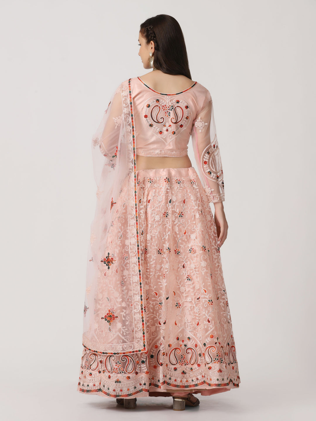 Pink Net Lehenga Choli | Designer Embroidery Work Party & Wedding Wear