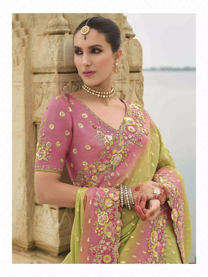 Viscose Tissue Silk Saree | Embroidery & Stone Work Designer Saree