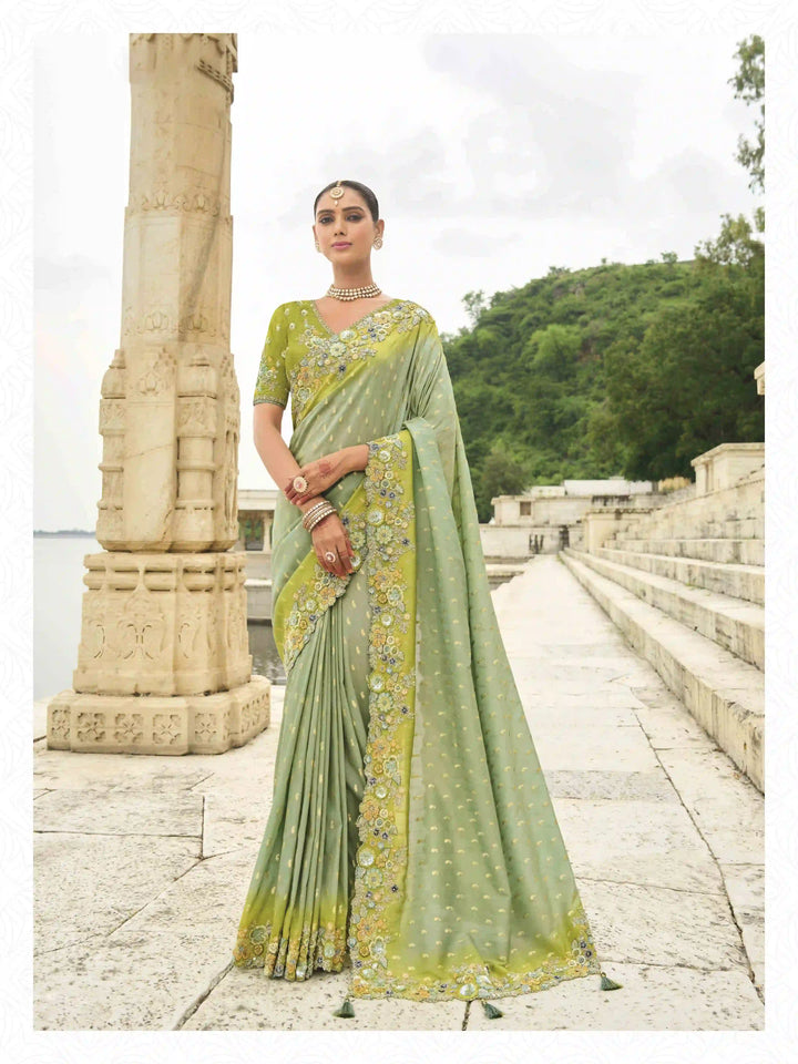 Viscose Tissue Silk Saree | Embroidery & Stone Work Designer Saree