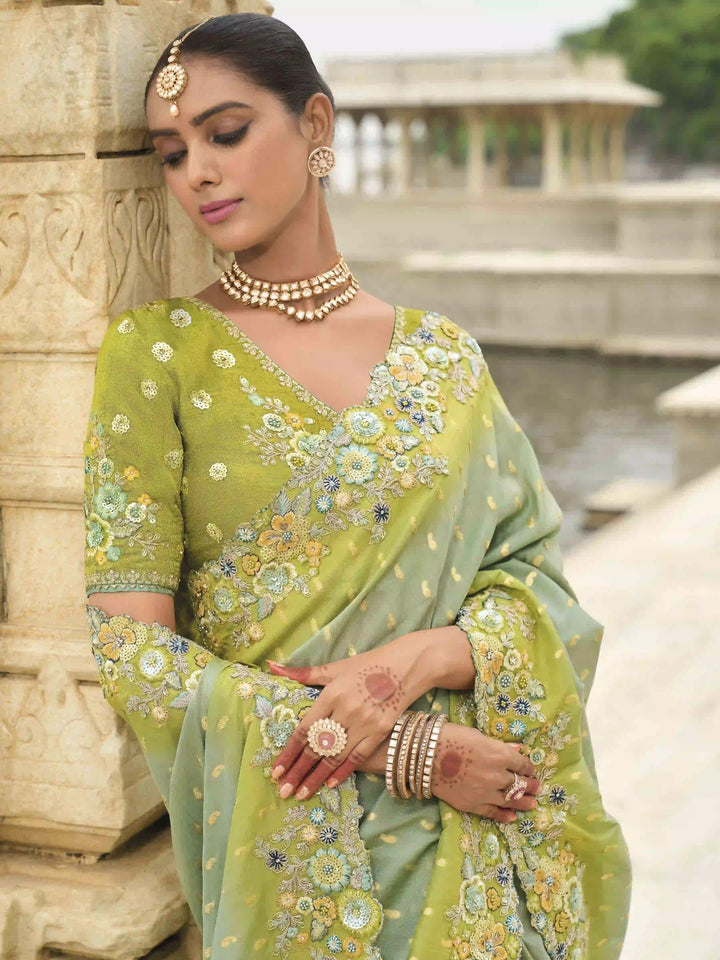 Viscose Tissue Silk Saree | Embroidery & Stone Work Designer Saree