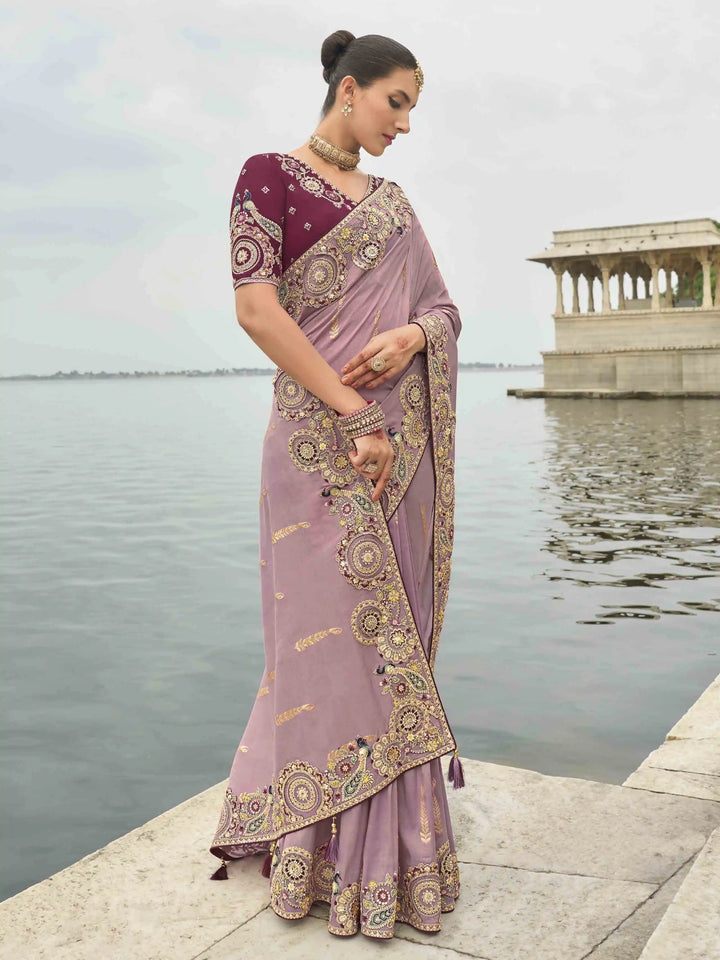 Designer Viscose Tissue Silk Saree | Cut Work Embroidered Blouse Wedding Special
