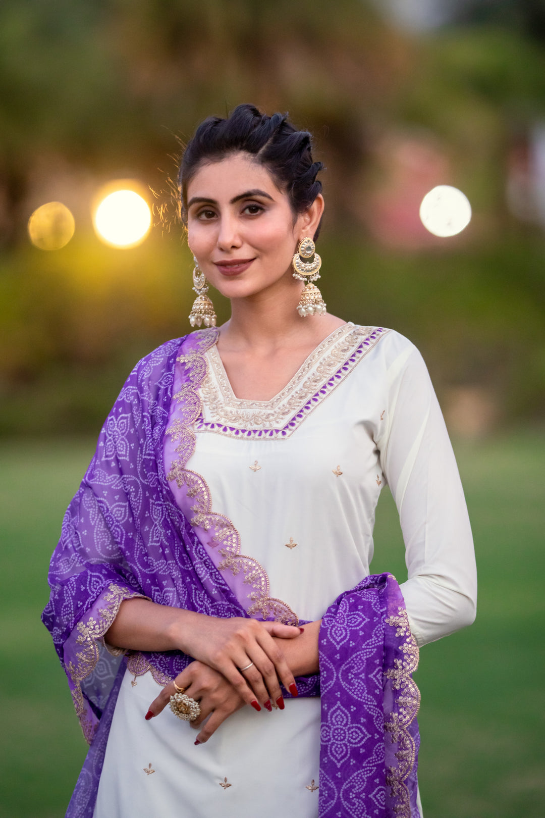 Elegant White Roman Salwar Silk Suit | Designer Embroidery Festive & Wedding