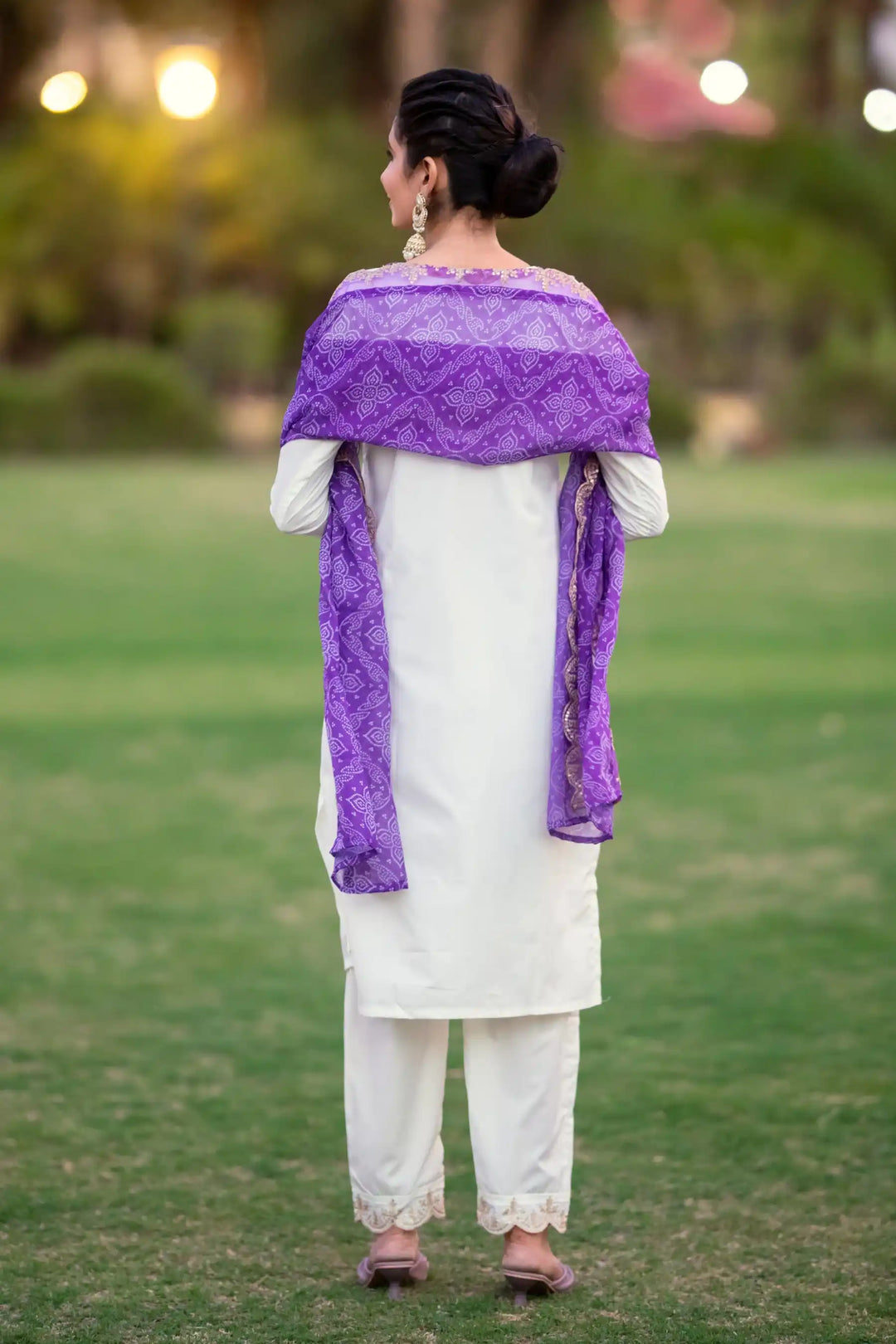 Elegant White Roman Salwar Silk Suit | Designer Embroidery Festive & Wedding