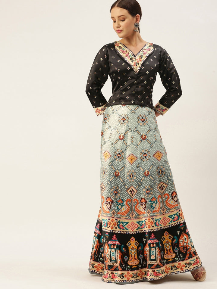 Designer Digital Bandhani Lehenga | Satin Silk Crop Top Choli Set