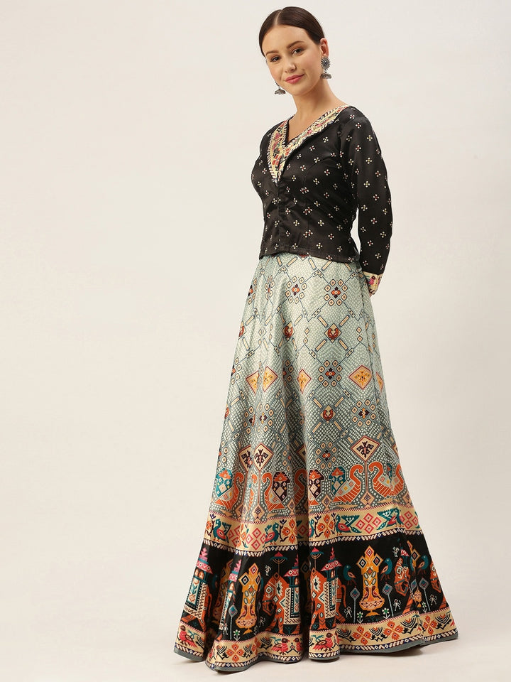 Designer Digital Bandhani Lehenga | Satin Silk Crop Top Choli Set