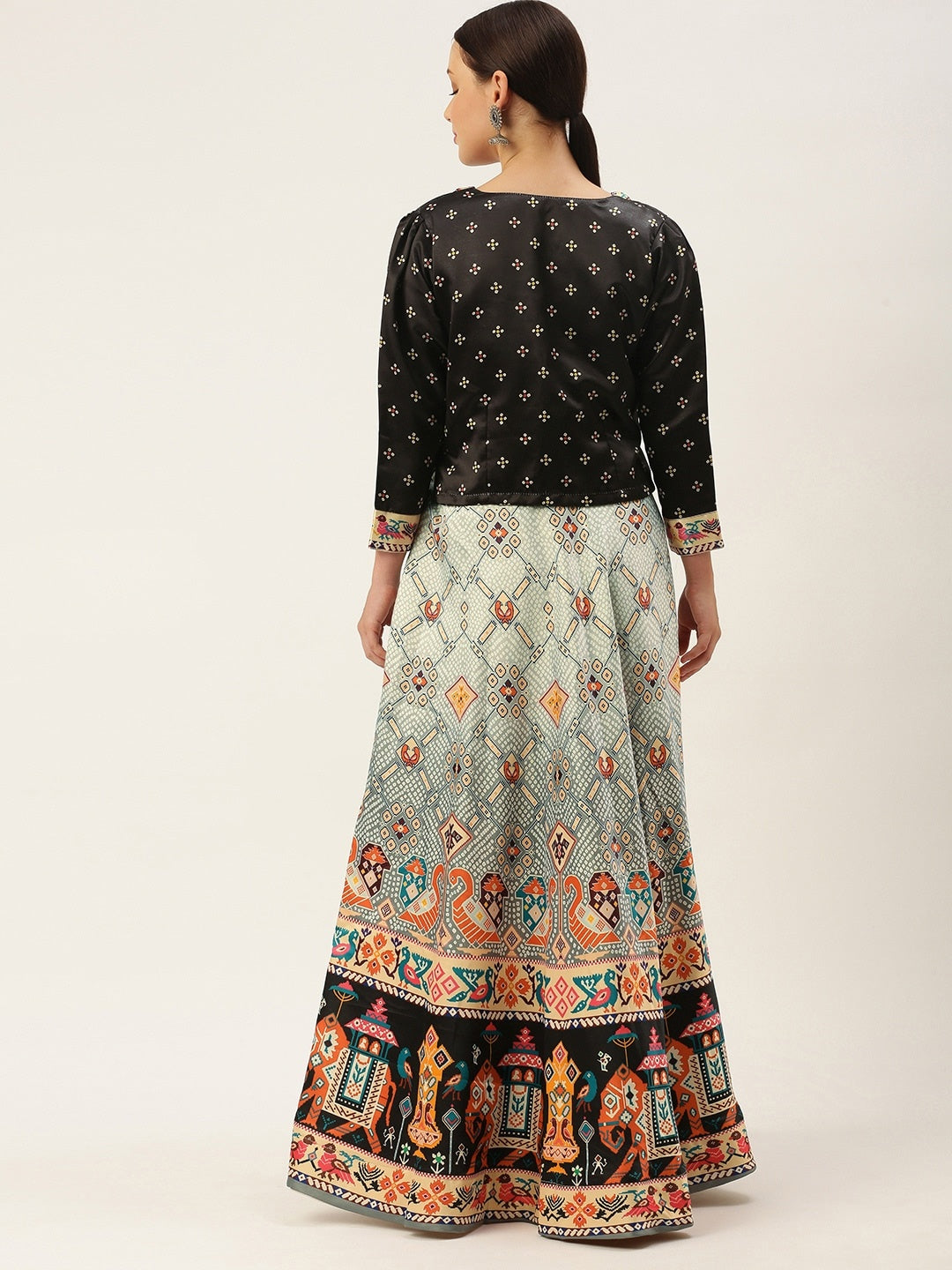 Designer Digital Bandhani Lehenga | Satin Silk Crop Top Choli Set