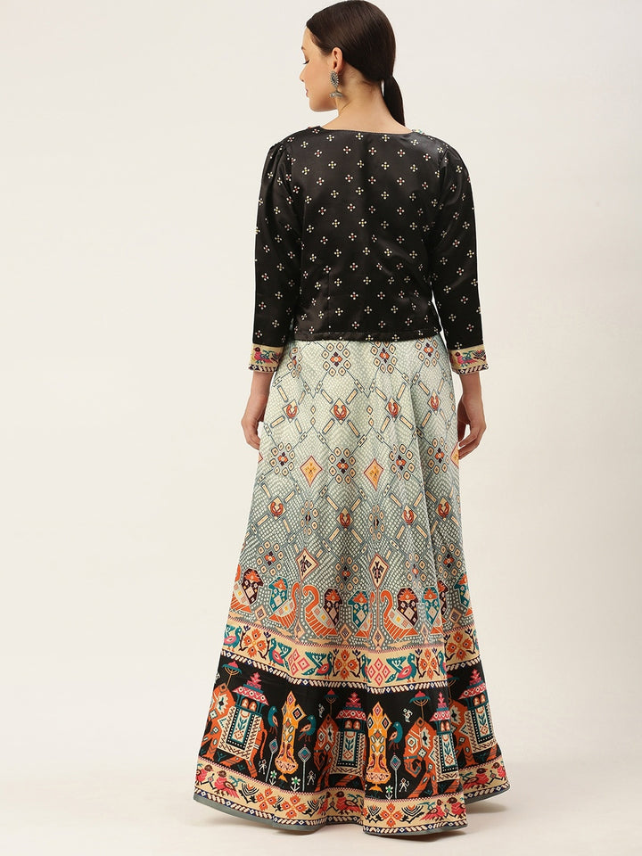 Designer Digital Bandhani Lehenga | Satin Silk Crop Top Choli Set