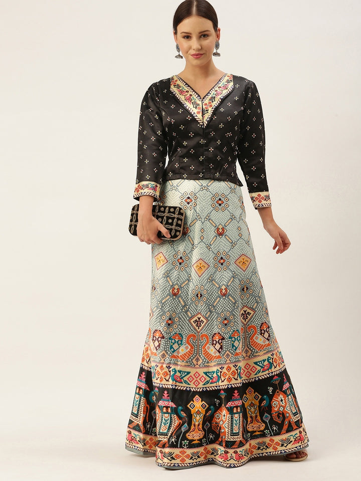 Designer Digital Bandhani Lehenga | Satin Silk Crop Top Choli Set