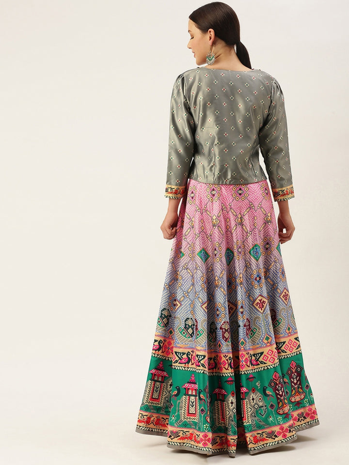 Designer Digital Bandhani Lehenga | Satin Silk Crop Top Choli Set